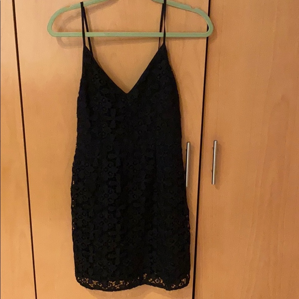 Black crochet mini dress
